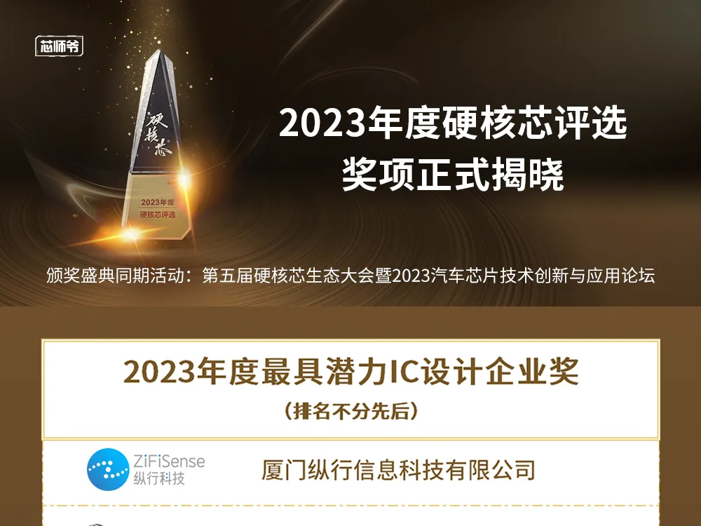 纵行科技ZETA芯片荣获2023年度硬核芯“最具潜力IC设计企业奖”